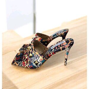 Cape Robbin Womens 10 Popo Slip On Square Open Toe High Heel Mules Multi Print